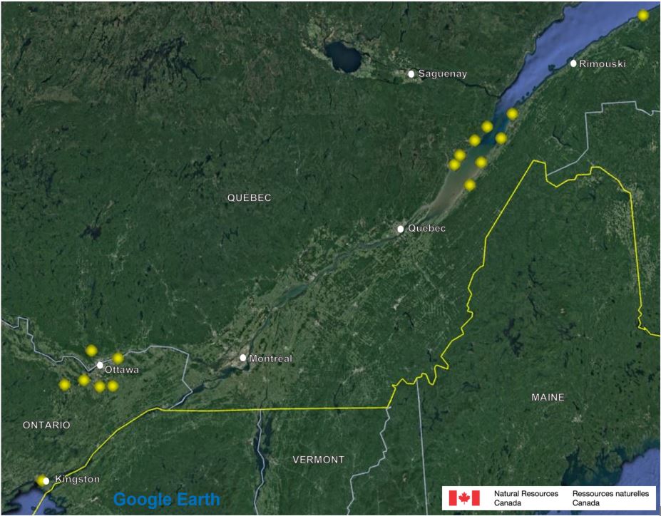map of installed eastern EEW stations