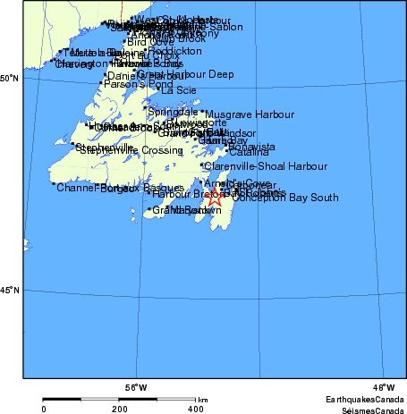 Map of Earthquake Localities
