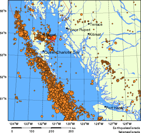 Map of earthquakes magnitude 2.0 and larger, 2000 - present