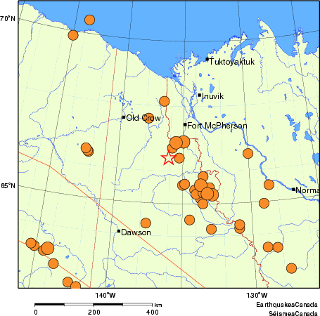 carte des séismes historiques de magnitude 5,0 et plus.  Détails dans le tableau de données ci-dessous