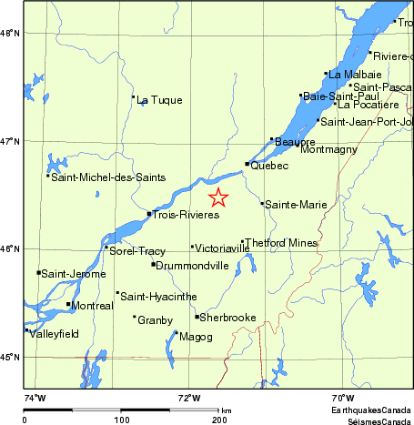 carte des endroits près de l'épicentre