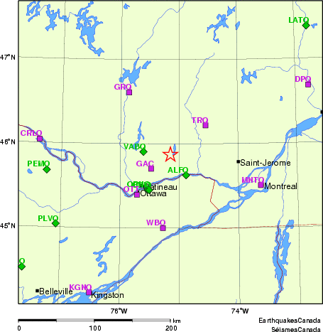 carte des localisations des stations sismologiques locales