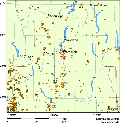 carte des des séismes de magnitude 2,0 et plus depuis 2000