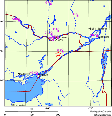 carte des localisations des stations sismologiques locales