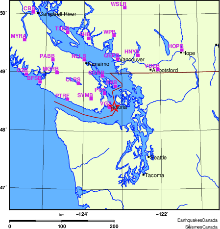 Map of Regional Seismographs