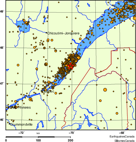 Map of earthquakes magnitude 2.0 and larger, 2000 - present