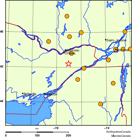carte des séismes historiques de magnitude 5,0 et plus.  Détails dans le tableau de données ci-dessous