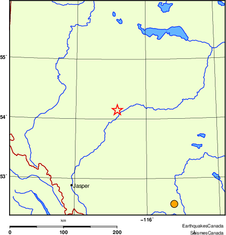 Map of historical earthquakes magnitude 5.0 and larger.  Details in the data table below