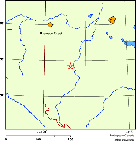 carte des séismes historiques de magnitude 5,0 et plus.  Détails dans le tableau de données ci-dessous