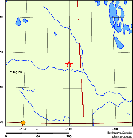 Map of historical earthquakes magnitude 5.0 and larger.  Details in the data table below