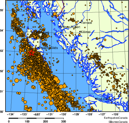 Map of earthquakes magnitude 2.0 and larger, 2000 - present