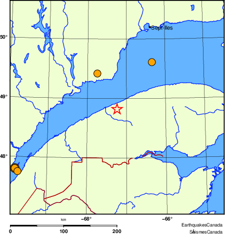 Map of historical earthquakes magnitude 5.0 and larger.  Details in the data table below