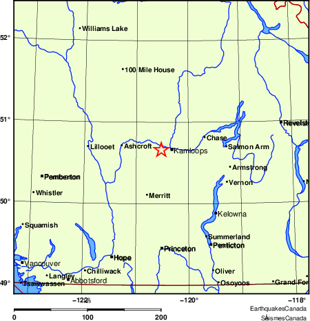 carte des endroits pr&egrave;s de l'&eacute;picentre
