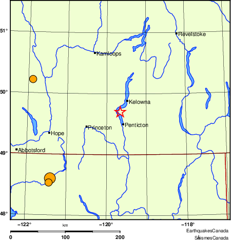 carte des s&eacute;ismes historiques de magnitude 5,0 et plus.  Détails dans le tableau de données ci-dessous