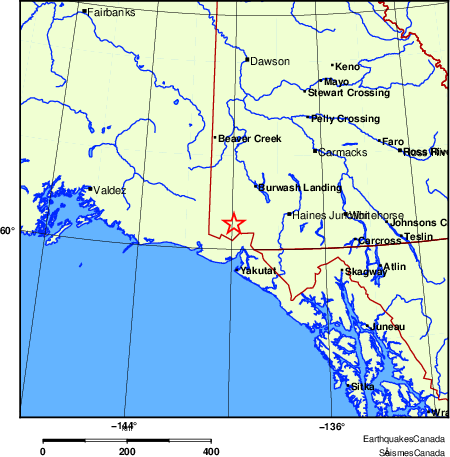 carte des endroits pr&egrave;s de l'&eacute;picentre