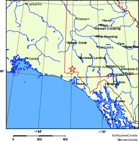 carte des endroits pr&egrave;s de l'&eacute;picentre