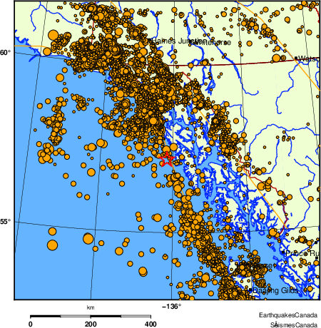 Map of earthquakes magnitude 2.0 and larger, 2000 - present