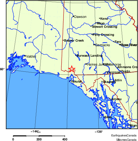 carte des endroits pr&egrave;s de l'&eacute;picentre