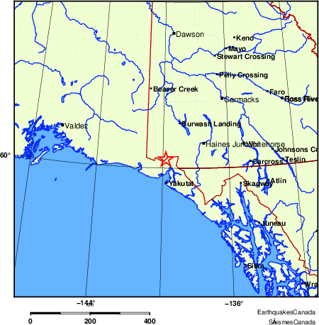carte des endroits pr&egrave;s de l'&eacute;picentre