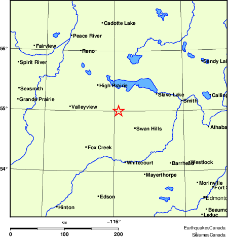 carte des endroits pr&egrave;s de l'&eacute;picentre
