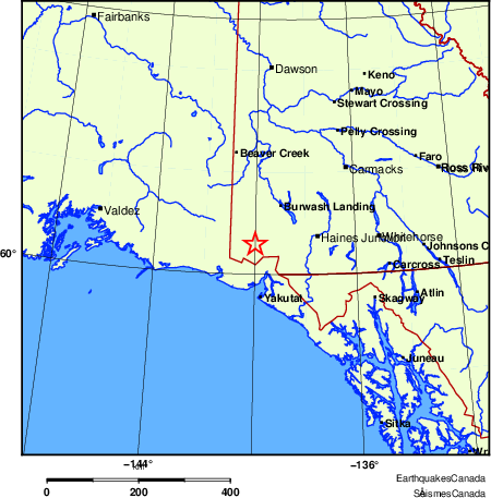 carte des endroits pr&egrave;s de l'&eacute;picentre