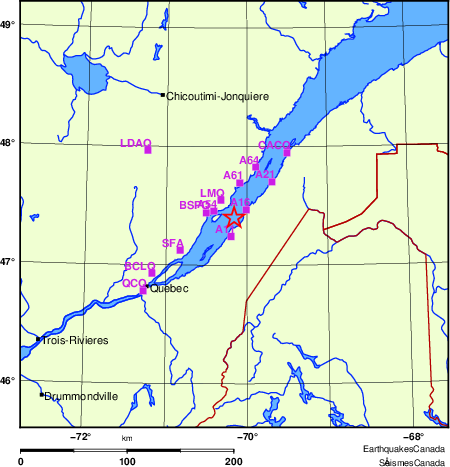 carte des localisations des stations sismologiques locales