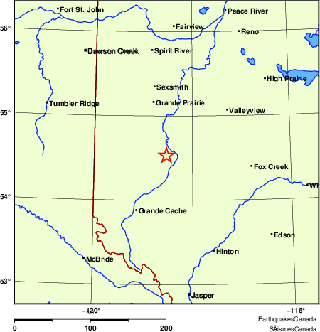 carte des endroits pr&egrave;s de l'&eacute;picentre