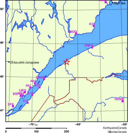 carte des localisations des stations sismologiques locales