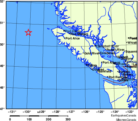 carte des endroits pr&egrave;s de l'&eacute;picentre