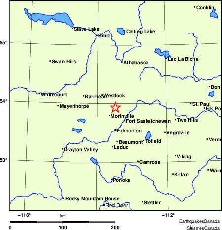 carte des endroits pr&egrave;s de l'&eacute;picentre
