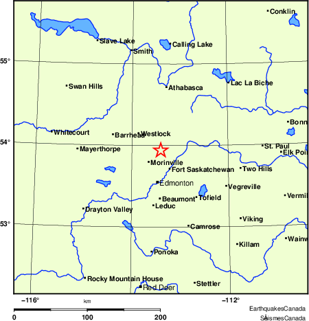 carte des endroits pr&egrave;s de l'&eacute;picentre