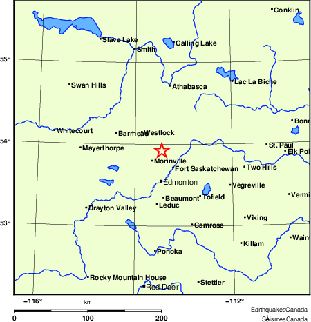 carte des endroits pr&egrave;s de l'&eacute;picentre