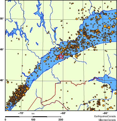 carte des des séismes de magnitude 2,0 et plus depuis 2000
