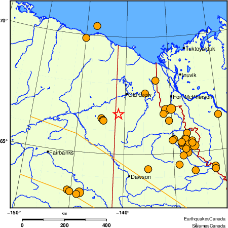 carte des séismes historiques de magnitude 5,0 et plus. Détails dans le tableau de données ci-dessous