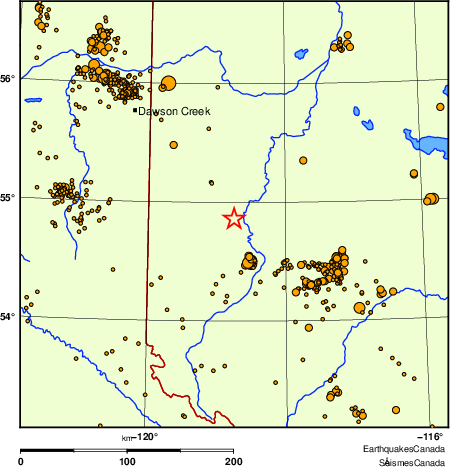 carte des des séismes de magnitude 2,0 et plus depuis 2000